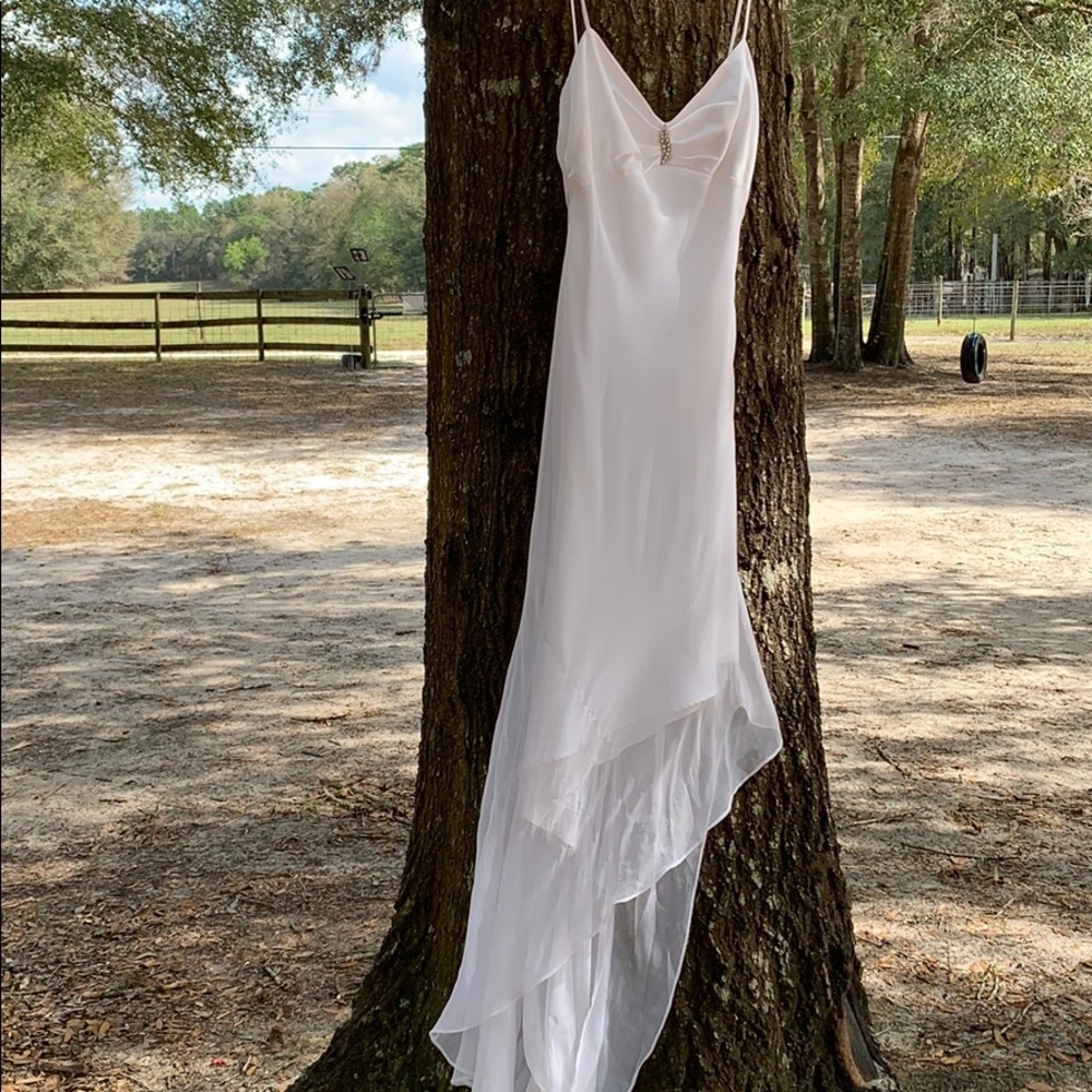 White high low Bari Jay gown